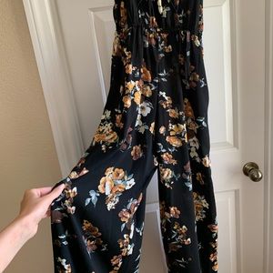 Target black floral pantsuit, size S